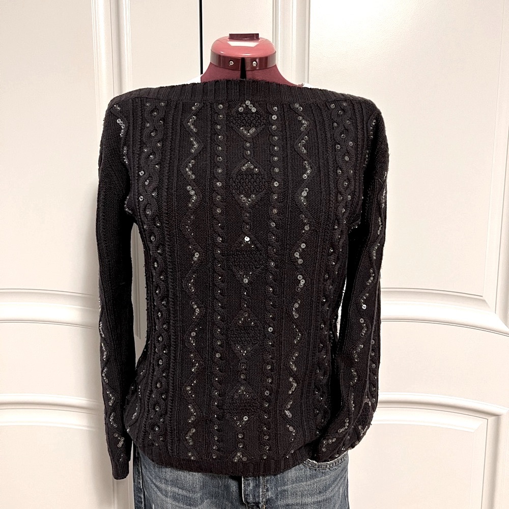 Vintage Sequin 100% Merino Wool sequinned wool sweater Med Peter Nygard
